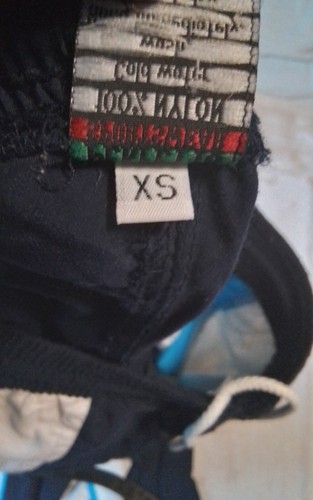 90's Perfetto Track Pants Mens XS Blue Black White Striped 100% Nylon Vtg Jogger - Picture 9 of 10