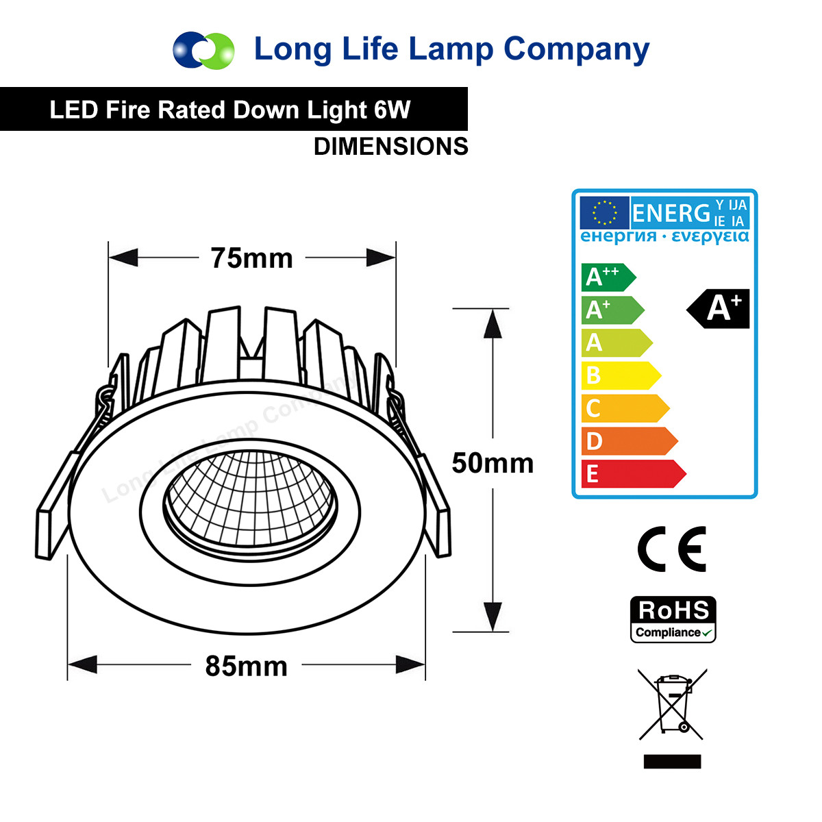 Fire Rated LED Downlight Recessed Ceiling Spotlights Kitchen Lights