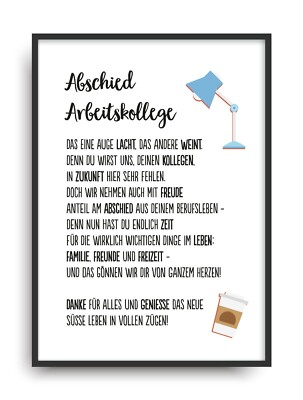 Geschenk Karte ABSCHIED ARBEITSKOLLEGE Kunstdruck Job Berufsleben