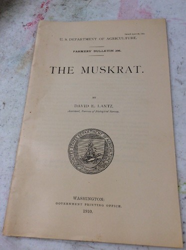 US DEPARTMENT OF AGRICULTURE FARMERS BULLETIN The Muskrat April 1910