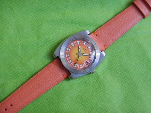 20 MM SOLIDE BRACELET CUIR DE VEAU GRAINÉ ORANGE OU BEIGE 16 MM COTÉ BOUCLE - Photo 13/37