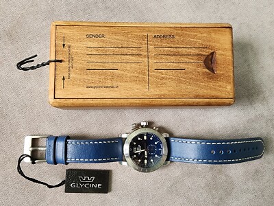 Glycine Airman GL0151 42mm Silver Stainless Steel Case with Blue