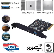 USB 3.1 USB Type C MAC PRO PCIe Card - Plug and Play!! Supports 3,1 4,1 5,1