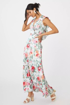 V Neck Cotton Maxi Wrap Dress Anthropologie Hutch V-Neck Wrap