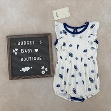 NWT KYTE BABY Blue Seashell Ruffle Romper Outfit Size 18-24 Months