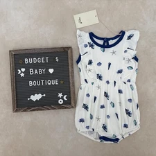 NWT KYTE BABY Blue Seashell Ruffle Romper Outfit Size 18-24 Months