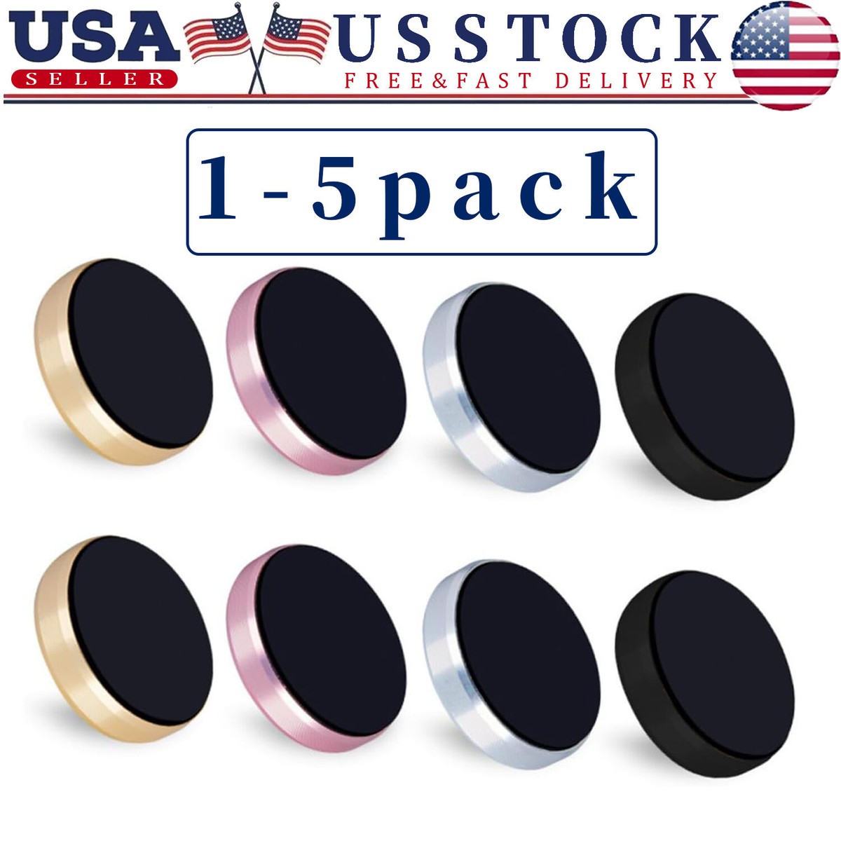 2-Pack Magnetic Car Phone Mount | Universal Stick-On Dashboard Holder | For IPhone, Samsung, Most Phones