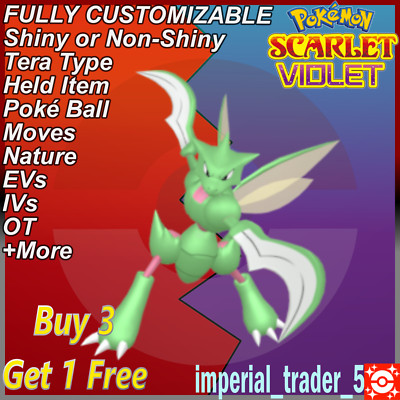 Pokémon Scarlet and Violet   Shiny Scyther   W/ Best 6IV Customizable