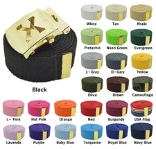 48",54",60",72 Initial Capital "X" Gold Slider Canvas Web Belt & Buckle 25 Color