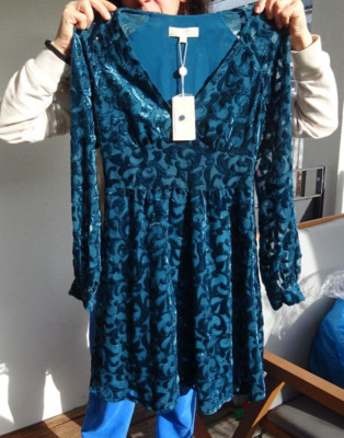 MICHAEL KORS MF88Y8X9PJ LUXE TEAL Damen Kleid Dress Textil Türkis Gr.XS Neuw