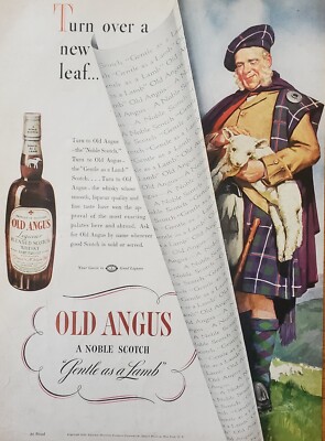1939 Old Angus The Noble Blended Scotch Whisky Liqueur Vintage Print Ad