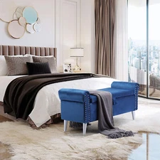 47" Upholstered Storage Ottoman End of Bed Footrest Modern Entryway Bench Velvet