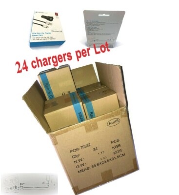 **WHOLESALE** Dual Port Car Charger High Power 24 Watts MFI Certified 24 PC LOT
