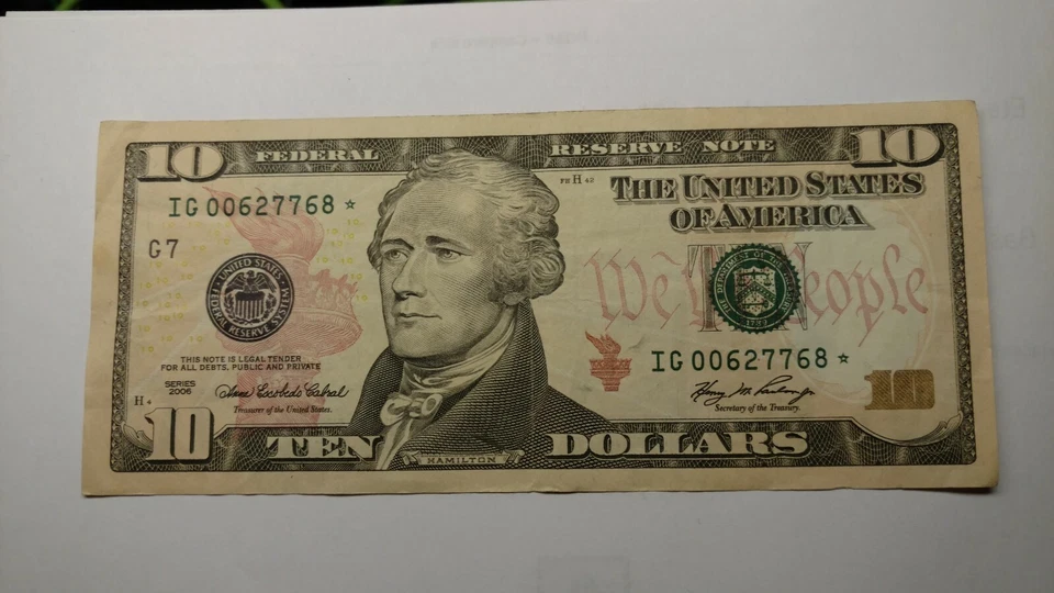 FR 2040 G* 2006 Federal Reserve Star Note Circulated Serial Number IG 00627768 * - Image 3 of 4