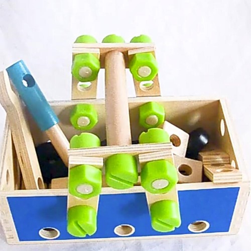 Kinder Holz Schrauben Spielzeug Kinder Werkzeug Set Holz Werkzeug Box - Bild 7 von 12