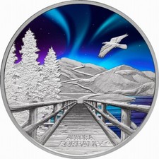 Tuvalu 2023 AURORA BOREALIS Northern Lights $1 1 Troy Oz Silver Color Proof