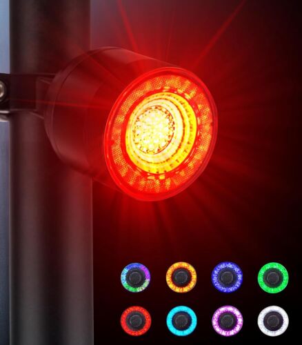 Bike Tail Light USB Rechargeable,Rainbow 7 Colors 15 Modes Bicycle LED Lights