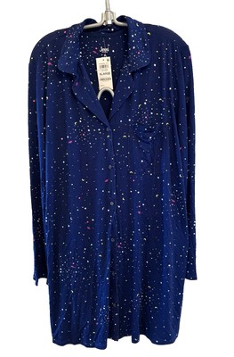 Womens Navy Blue Sleepshirt JENNI Intimates  $49 NWT Ditsy Space