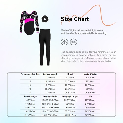 Kids Girls Set Ballet Outfits Dance Suit Leotard Round Neck Activewear Costume - Picture 15 of 46