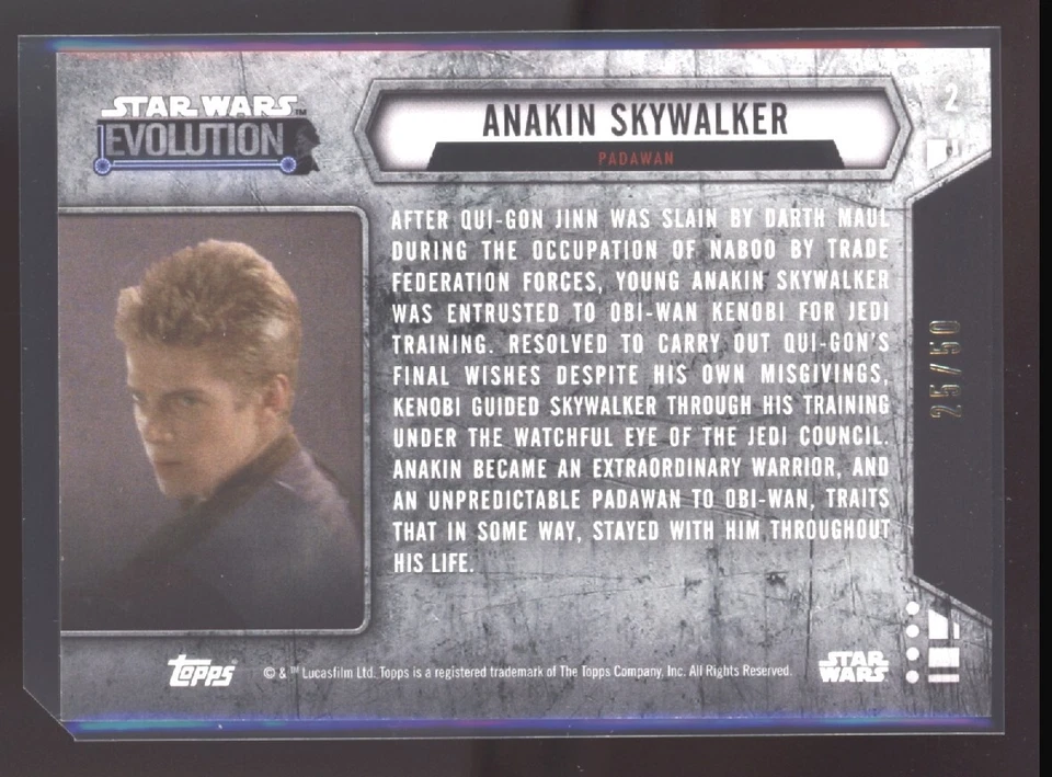 ANAKIN SKYWALKER 2016 Star Wars Gold Evolution #2 25/50 - Image 2 of 2