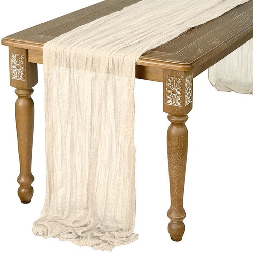 Pleated Table Runner Tablecloth Semi-Sheer Gauze Table Setting Table Runner PT ∂ - Picture 28 of 32