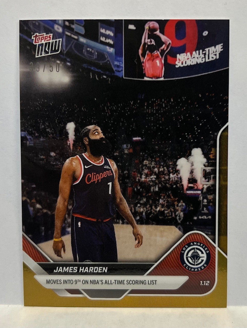 2025-26 Topps Now #125 James Harden Los Angeles Clippers GOLD Parallel 39/50