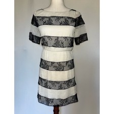 Alice + Olivia Black and White Lace Stripe Mini Dress Size XS