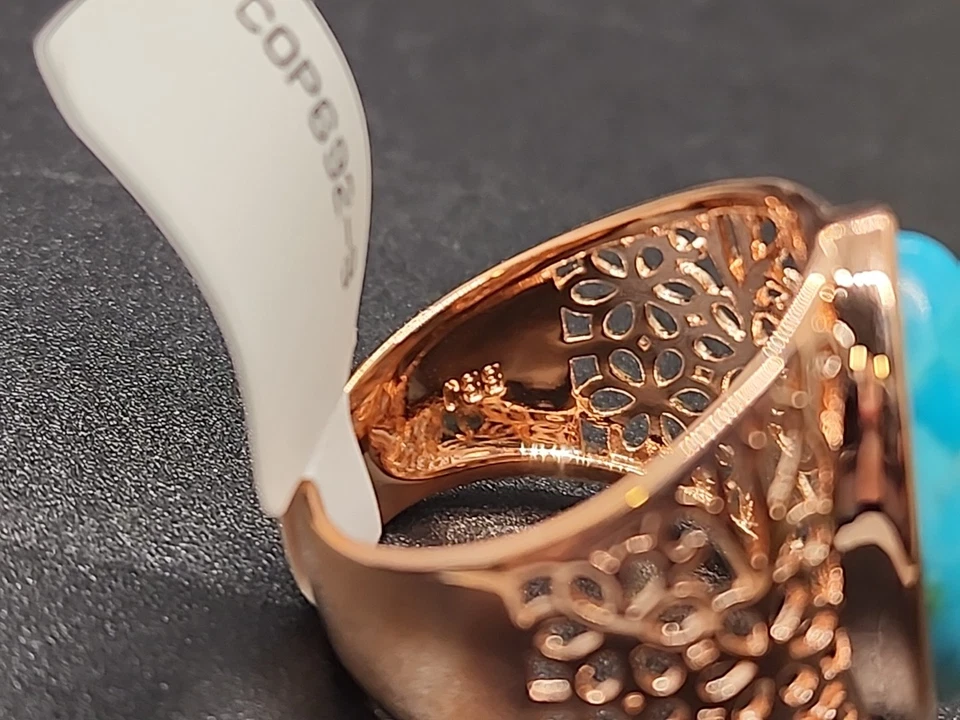 Anillo Timna Azul Marqués Turquesa Cobre Talla 8 COP692 Foto 4 de 4