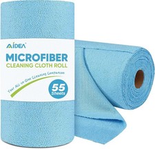Microfiber Cleaning Cloth Roll, Blue Shop Towels 55 Sheets 11 9"