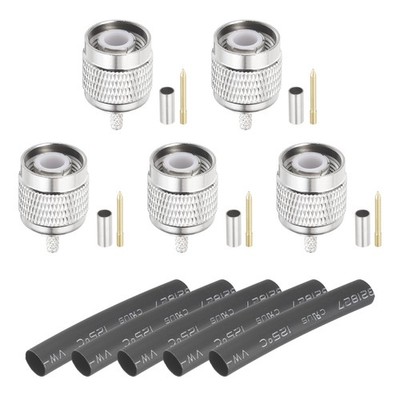 1.7mm Inner Dia TNC Male Connector with 5 x 40mm Heat Shrink Tube, Pack of 5