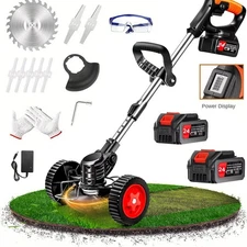 2500W Cordless Weed Eater Electric Brush Cutter Lawn Edger Grass String Trimmer