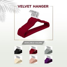 10 Pack Home Clothing Hanger Heavy Duty Non Slip Velvet Clothes Hangers, Black