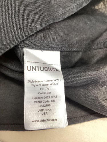 UNTUCKit Shirt Mens XL Tall Linen Cameron WR Wrinkle Resistant Short Sleeve - Picture 10 of 14