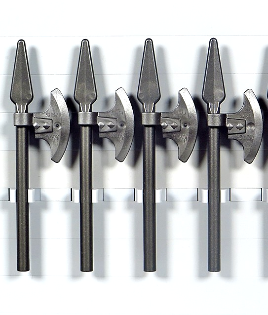 LEGO - 4 Pearl Dark Gray Halberds, Made Of Two Parts: Spear + Axe