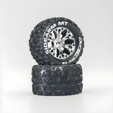 Duratrax DTXC3517 Sidearm MT 2.8" Mounted 1/2" Offset C2 Tires Chrome (2)