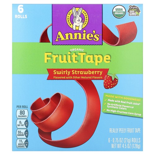 Organic FruitTape, Swirly Strawberry, 6 Rolls, 0.75 oz (21 g) Each