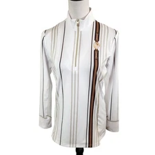 Arista Sun Girth 1/4 Zip Polo Shirt Womens Small Equestrian Horse Striped Top