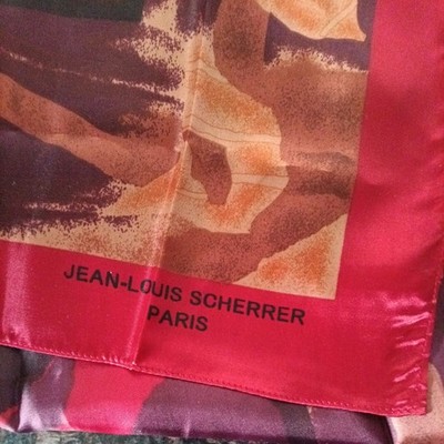 Vintage Jean-Louis Scherrer Paris Red Tone Geometric Print Scarf 33''