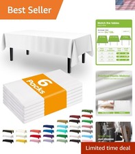 Disposable Table Cloth - 6 Pack, 54 x 108 Inch Waterproof Rectangle Tableclot...