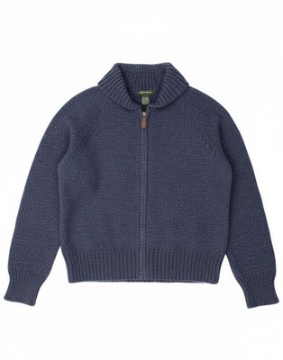 EDDIE BAUER Womens Cardigan Sweater UK 14 Large Navy Blue Wool AI03