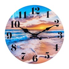 Wall Clock Battery Operated Beach Coastal Theme Indoor Outdoor Waterproof Decor