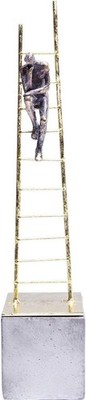 Design Deko Objekt Elements Climbing Man, Gold, Treppe, Artikelhöhe 41cm