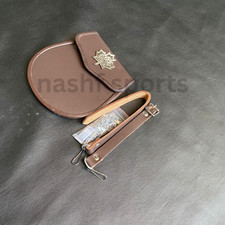 Brown Real Leather Day Sporran with Celtic Badge  Chain Strap