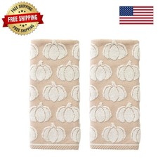 Reversible 100 Cotton Pumpkin Hand Towels Perfect for Fall Decor Gifting