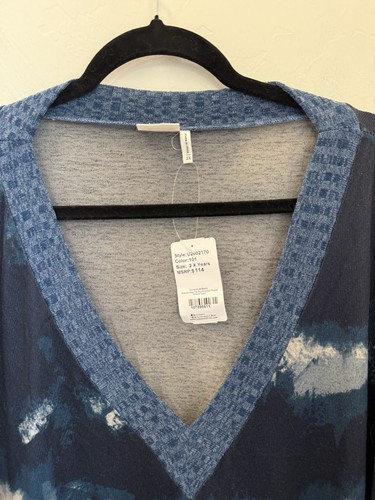Simple Suzanne Betro Pullover Tunic Blouse Shirt Vneck Blue NWT Black Women’s 2X - Picture 2 of 12