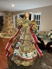 Christmas Angel Tree Topper Cartapesca Style 17  Elegant Gold Red Gown