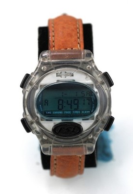 Fossil Cyclops Watch Women FSL Date Light Alarm Chron Brown Leather 100m Quartz