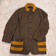 ISSEY MIYAKE Men's Khaki Jacket with Knit partial knit Size 3 Nice Design Japan