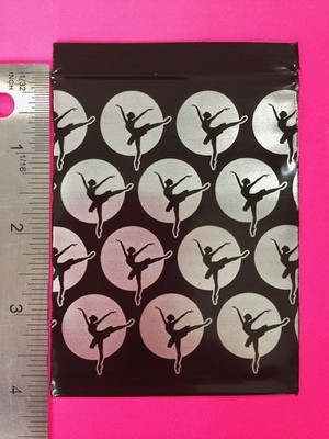 BaggiesSince1987 - 3040  3''X4'' Zip Seal BALLEINA Design Opaque Bags Silver Print