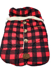 JJ Cole Urban Bundle Me Car Seat Cover Red Black Buffalo Check Buttons Hood